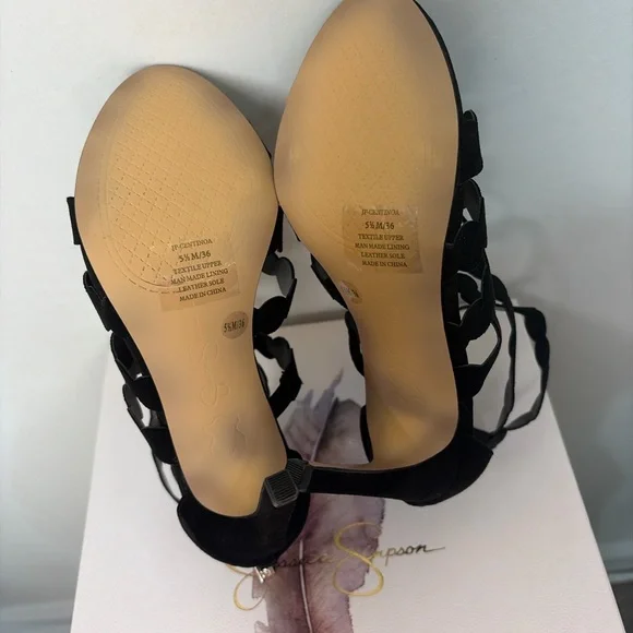 Jessica Simpson Centinoa Black Heels Women 5.5 Ankle Strap New Box 4”(B104)” - Picture 7 of 10